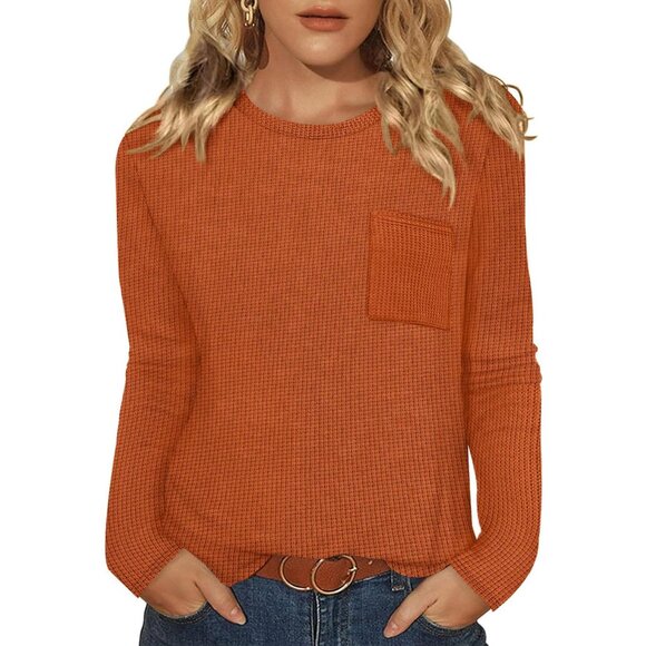 Tops - Long Sleeve Shirts for Women Waffle Knit Trendy Fall Fashion 2025 Dressy Casual